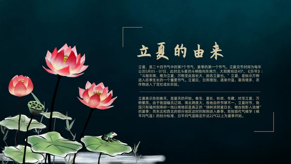 立夏荷叶绿色清新夏天通用PPT模板