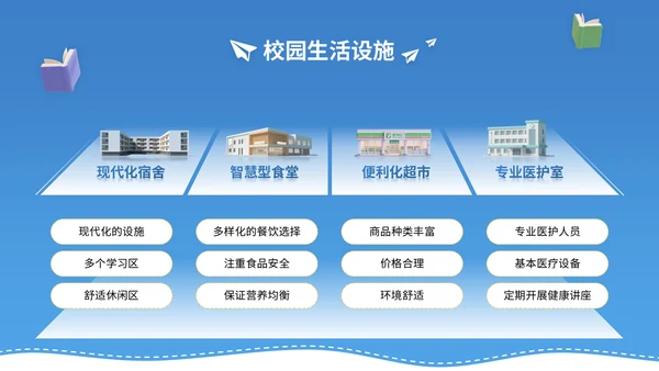 蓝黄色3D立体风9月开学季新生入学教育讲座PPT模版