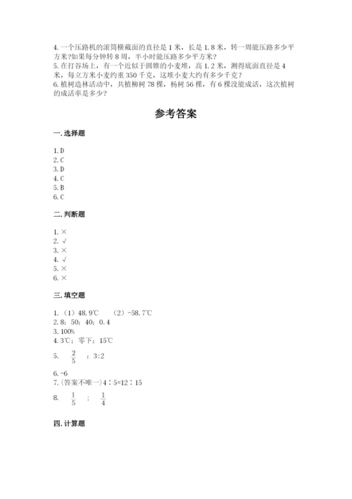 临武县六年级下册数学期末测试卷及参考答案1套.docx