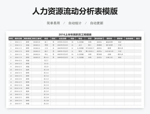 人力资源流动分析表模版