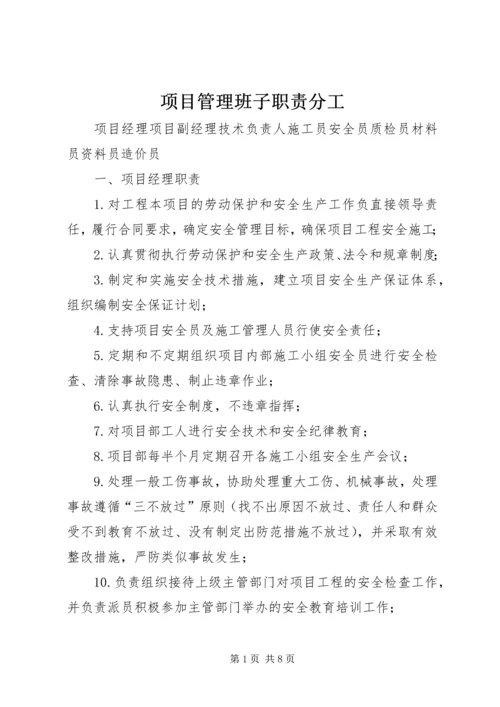 项目管理班子职责分工 (2).docx