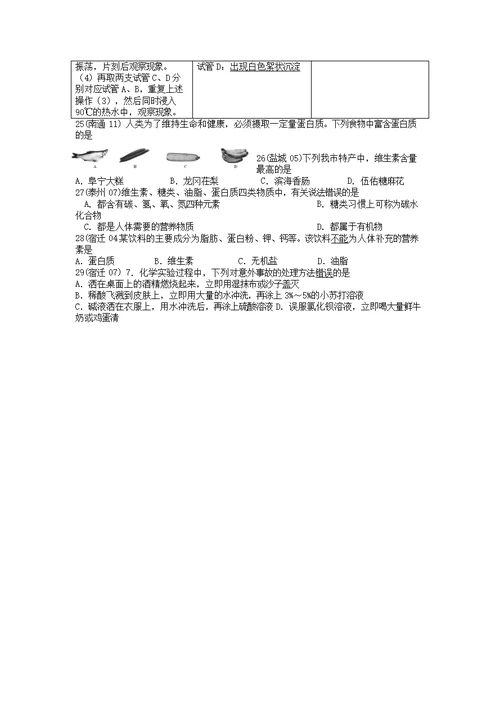 中考化学题汇编第八章食品中的有机化合物(学生用）沪教版