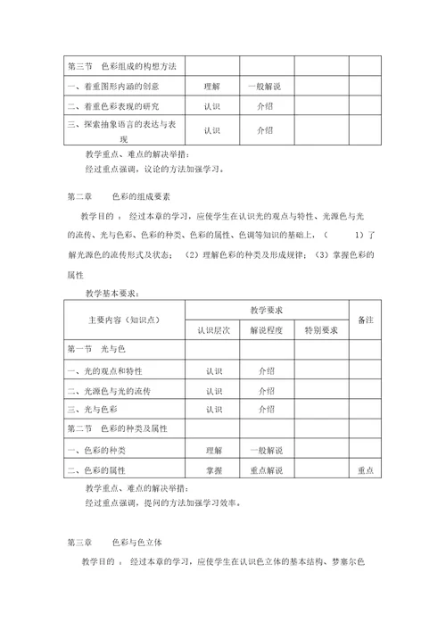 色彩构成教案大纲纲领