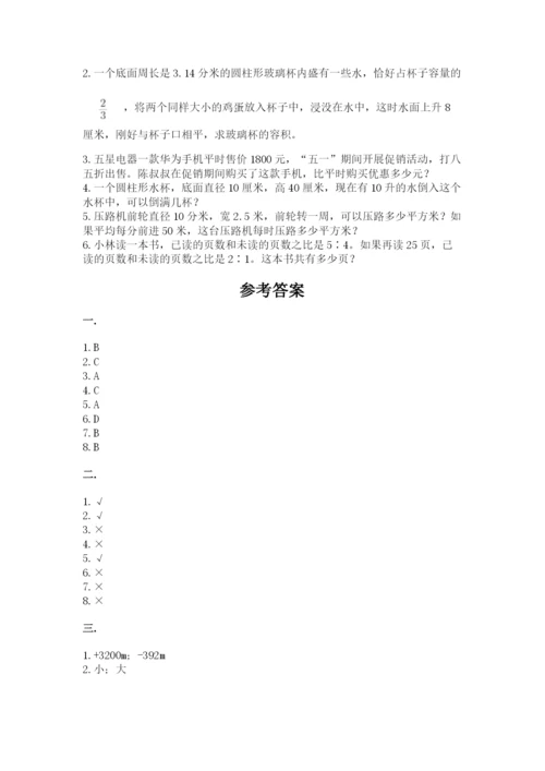 北京版数学小升初模拟试卷带答案（培优a卷）.docx