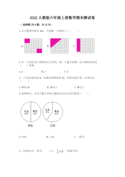 2022人教版六年级上册数学期末测试卷含答案【培优a卷】.docx