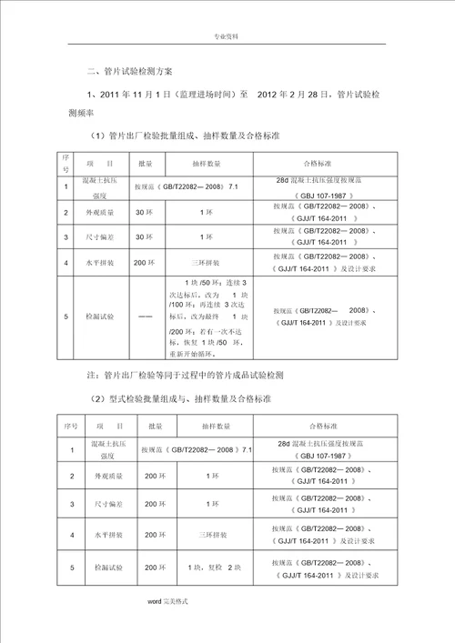 管片检测及验收方案