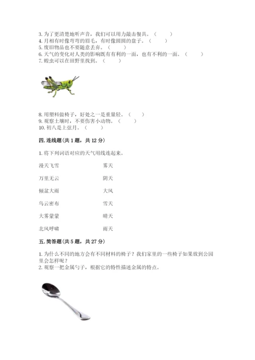 教科版二年级上册科学期末测试卷精品【名师系列】.docx