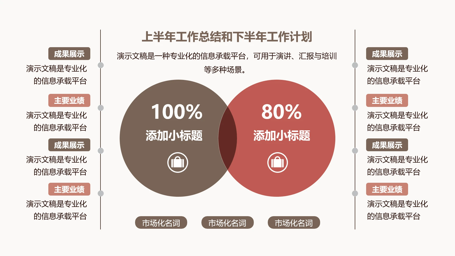 单页八项上下半年工作总结计划PPT模板