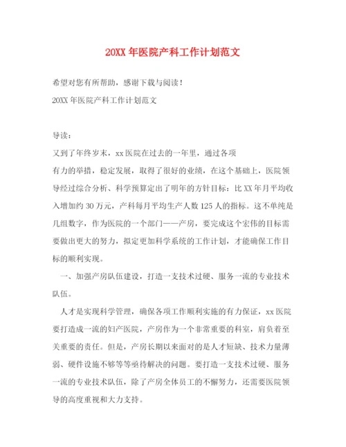 精编之医院产科工作计划范文.docx