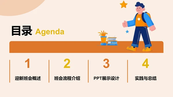 迎新班会流程介绍与展示PPT模板
