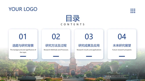 蓝色简约风大学毕业论文答辩模板PPT