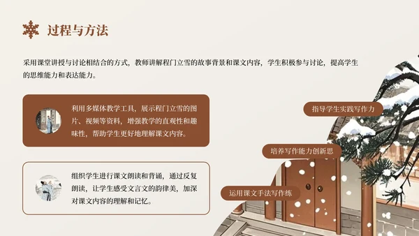 棕色中国风程门立雪语文课件PPT模板
