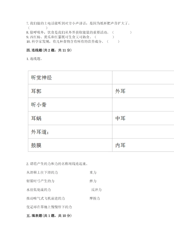 教科版四年级上册科学 期末测试卷附答案解析.docx