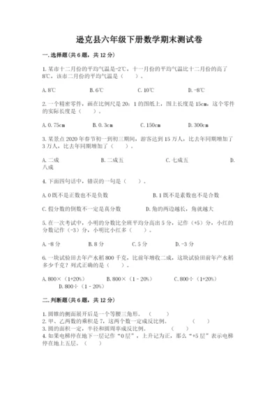 逊克县六年级下册数学期末测试卷完整版.docx