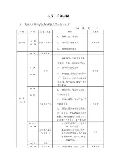 新员工培训示例