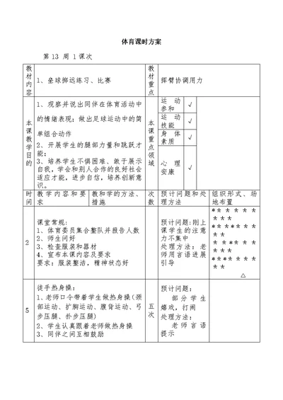 体育课时计划[13]