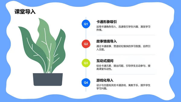 蓝色卡通风可爱卡通教育教学PPT模板