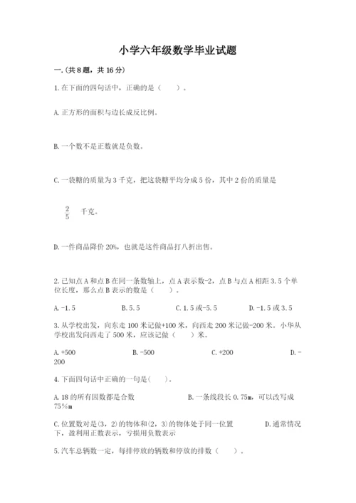 小学六年级数学毕业试题含完整答案（典优）.docx