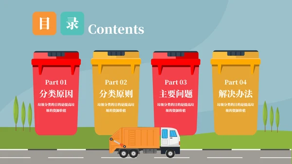 垃圾分类环卫垃圾车通用PPT模板