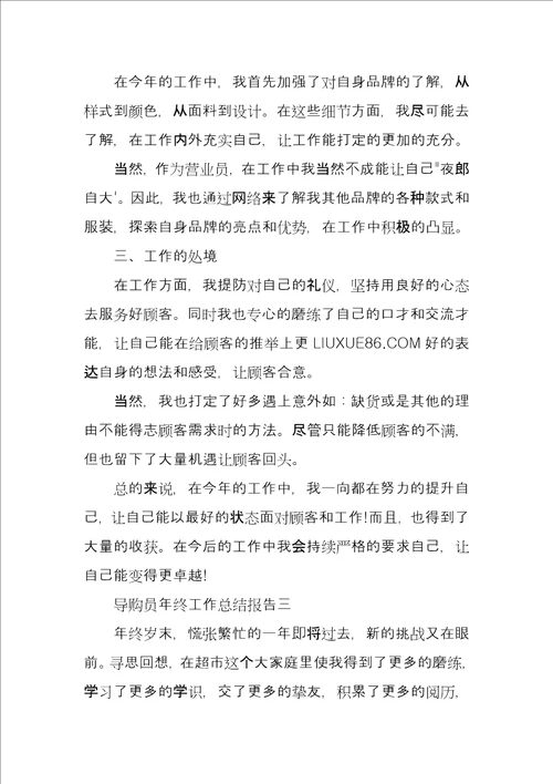 导购员年终工作总结报告3篇