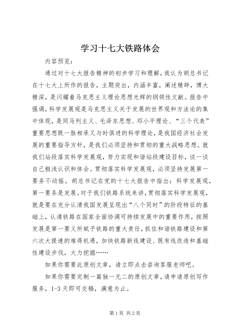 学习十七大铁路体会.docx