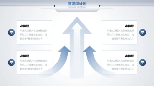 蓝色励志简约渐变大气商务风向前看汇报述职通用PPT模板述职报告