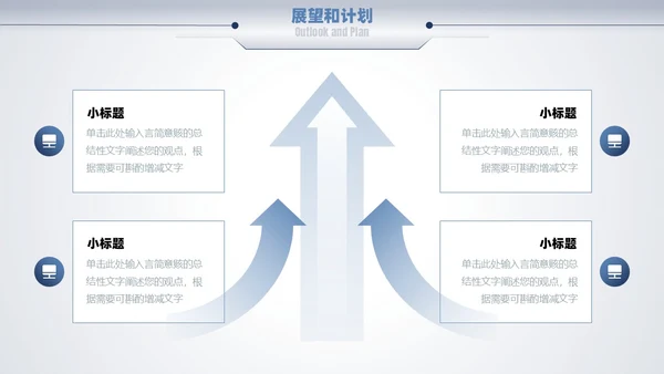 蓝色励志简约渐变大气商务风向前看汇报述职通用PPT模板述职报告