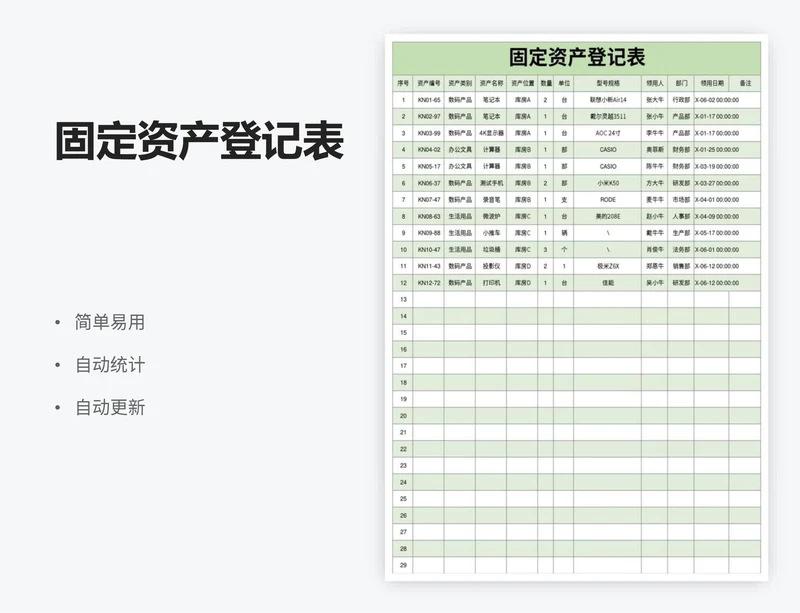 固定资产登记表