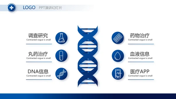 蓝色医疗生物基因医学遗传学PPT动态模板
