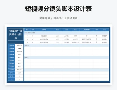 短视频分镜头脚本设计表
