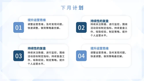 蓝色渐变几何简约商务工作总结PPT模板