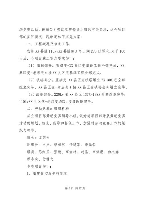 项目部关于劳动竞赛的实施方案 (3).docx