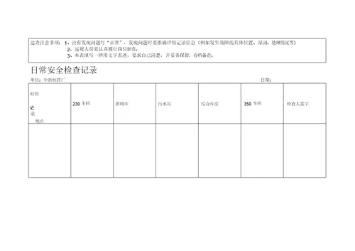 消防安全日常检查记录表