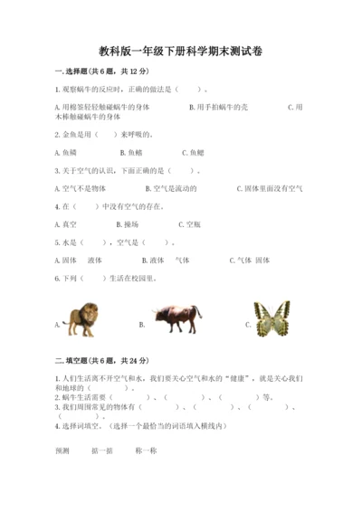 教科版一年级下册科学期末测试卷附完整答案【网校专用】.docx