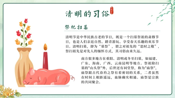 绿色中国风二十四节气之清明时节带内容PPT模板