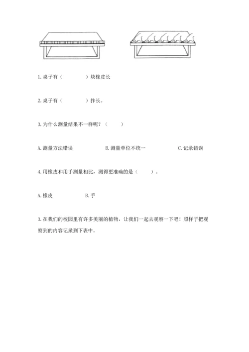 教科版小学一年级上册科学期末测试卷【中心小学】.docx