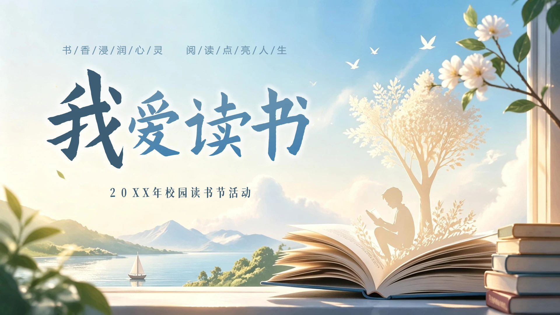 彩色小清新唯美学校读书节活动封面页