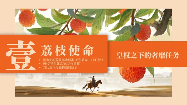 红色中国风水墨《长安的荔枝》读书分享PPT模板