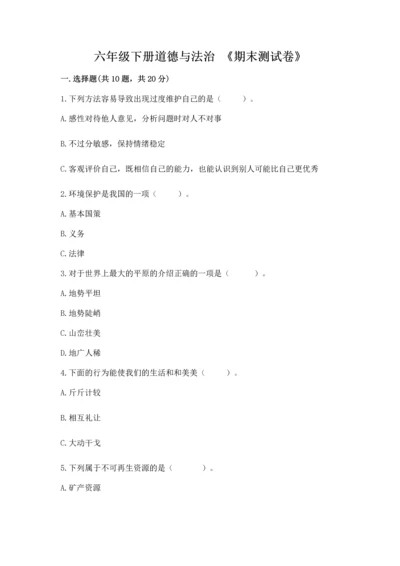 六年级下册道德与法治 《期末测试卷》含答案【新】.docx