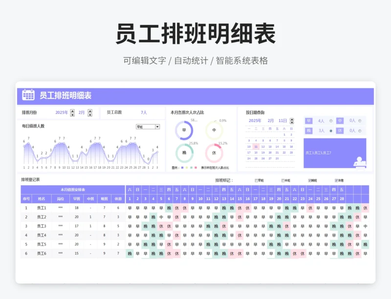 员工排班明细表