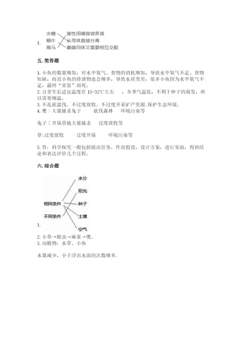 教科版五年级下册科学第一单元《生物与环境》测试卷及答案一套.docx