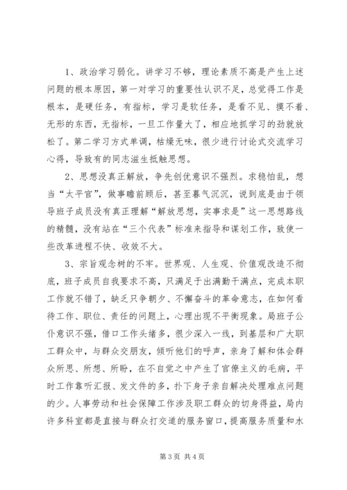 人事劳动和社会保障局优化环境问题自查材料.docx