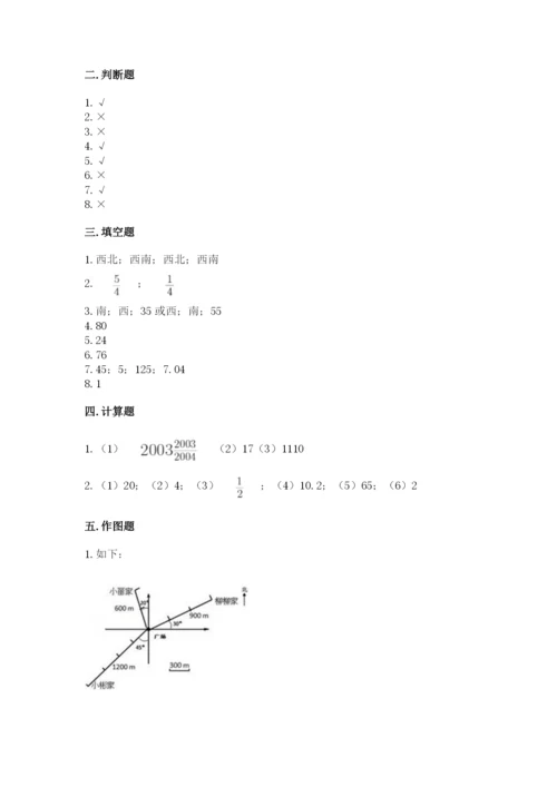 人教版六年级上册数学期中考试试卷及参考答案（研优卷）.docx