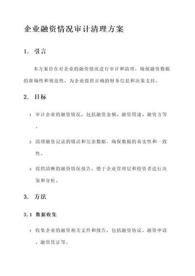 企业融资情况审计清理方案