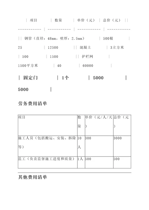 藁城临时围墙报价单