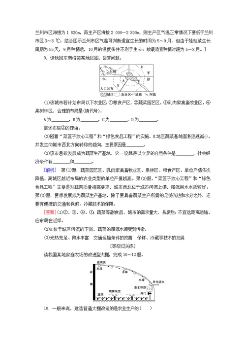 2019 2020学年高中地理课时分层作业7农业区位因素（含解析）中图版