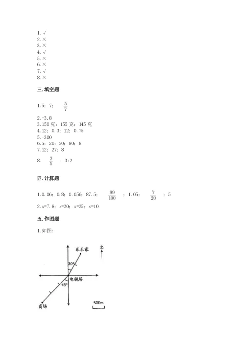 冀教版六年级下册数学期末测试卷精品有答案.docx
