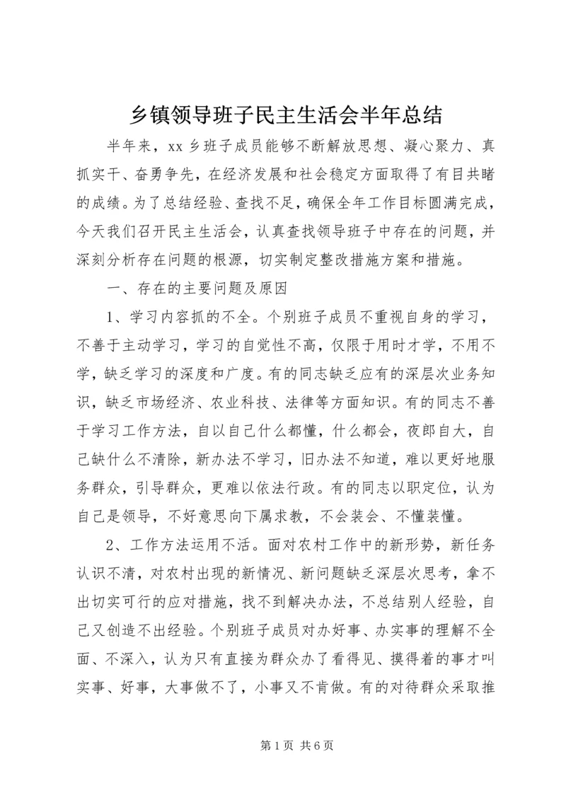 乡镇领导班子民主生活会半年总结.docx