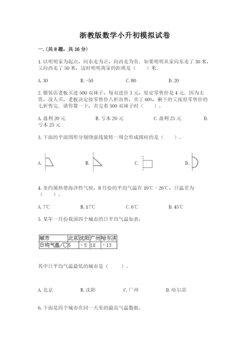 浙教版数学小升初模拟试卷及完整答案（考点梳理）.docx