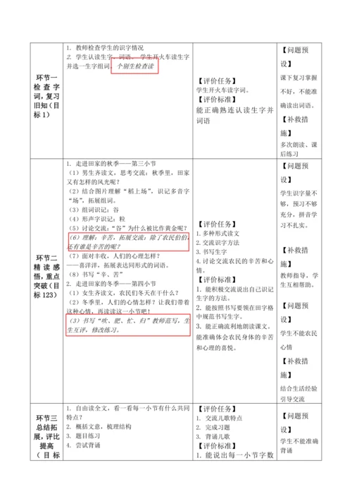 【大单元】识字4《田家四季歌》第2课时  教学设计